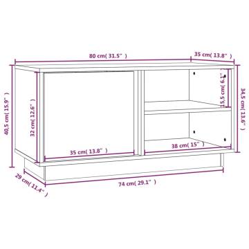 TV Cabinet White 80x35x40.5 cm Solid Wood Pine