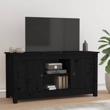 TV Cabinet Black 103x36.5x52 cm Solid Wood Pine