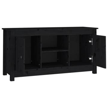 TV Cabinet Black 103x36.5x52 cm Solid Wood Pine