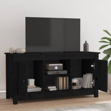 TV Cabinet Black 103x36.5x52 cm Solid Wood Pine