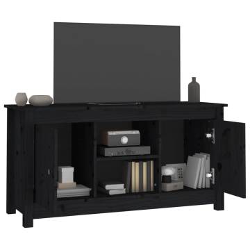 TV Cabinet Black 103x36.5x52 cm Solid Wood Pine