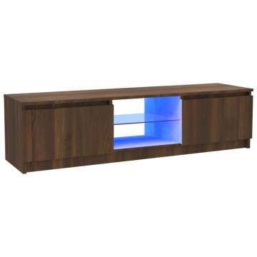 TV Cabinet with LED Lights Brown Oak 120x30x35.5 cm