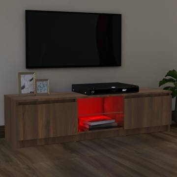 TV Cabinet with LED Lights Brown Oak 120x30x35.5 cm