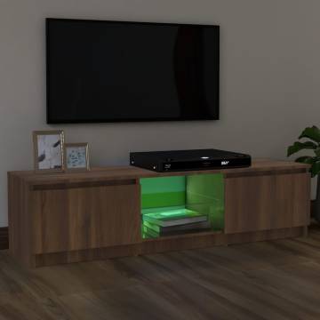 TV Cabinet with LED Lights Brown Oak 120x30x35.5 cm