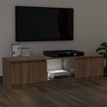 TV Cabinet with LED Lights Brown Oak 120x30x35.5 cm