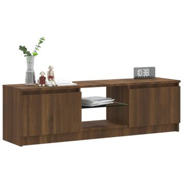 TV Cabinet with LED Lights Brown Oak 120x30x35.5 cm