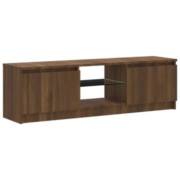 TV Cabinet with LED Lights Brown Oak 120x30x35.5 cm