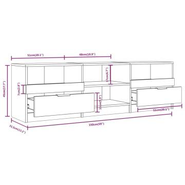 TV Cabinet Smoked Oak 150x33.5x45 cm Engineered Wood