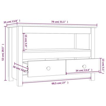 TV Cabinet Honey Brown 79x35x52 cm Solid Wood Pine