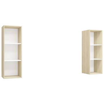 Wall-mounted TV Cabinets 2 pcs White and Sonoma Oak Engineered Wood