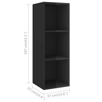 Wall-mounted TV Cabinets 4 pcs High Gloss Black Engineered Wood