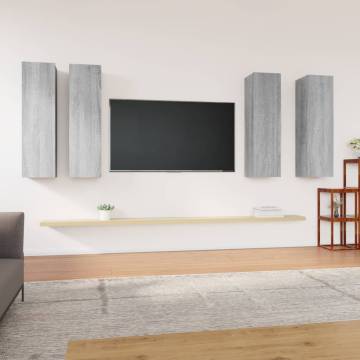 TV Cabinets 4 pcs Grey Sonoma 30.5x30x110 cm Engineered Wood