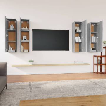 TV Cabinets 4 pcs Grey Sonoma 30.5x30x110 cm Engineered Wood