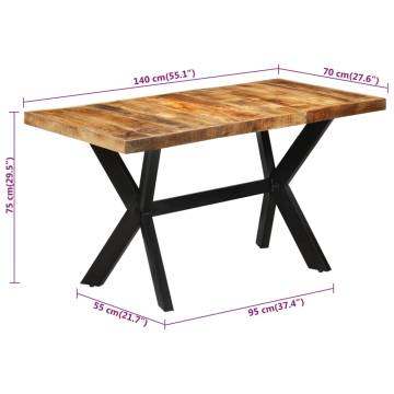 Dining Table 140x70x75 cm Solid Rough Wood Mango