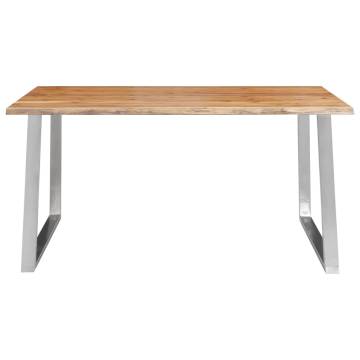 Dining Table 160x80x75 cm Solid Acacia Wood and Stainless Steel