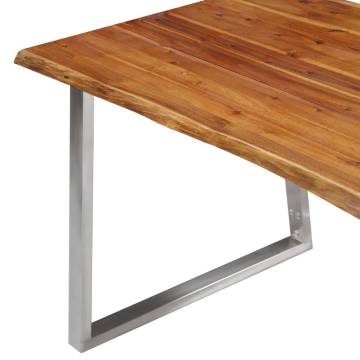 Dining Table 160x80x75 cm Solid Acacia Wood and Stainless Steel