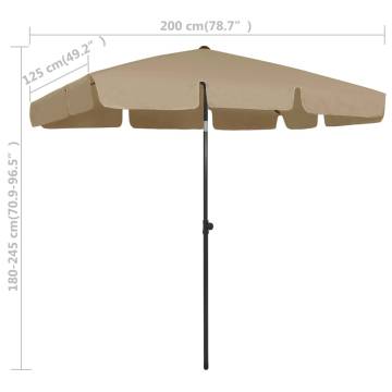 Beach Umbrella Taupe 200x125 cm