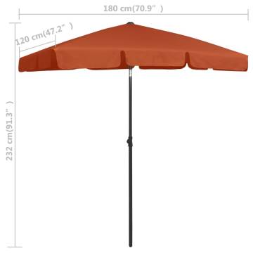 Beach Umbrella Terracotta 180x120 cm