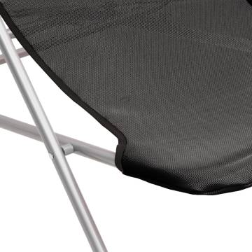 Folding Beach Chairs 2 pcs Black Textilene&Powder-coated Steel