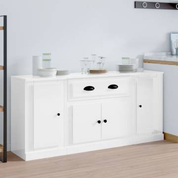 Sideboards 3 pcs High Gloss White Engineered Wood