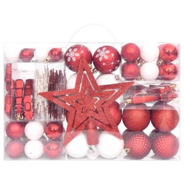 108 Piece Christmas Bauble Set Red and White