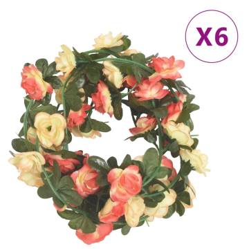 Artificial Flower Garlands 6 pcs Rose and Champagne 240 cm