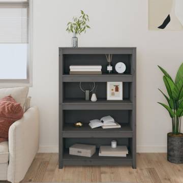 Book Cabinet Grey 80x35x126 cm Solid Wood Pine