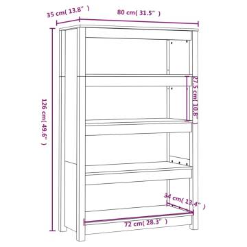 Book Cabinet Grey 80x35x126 cm Solid Wood Pine