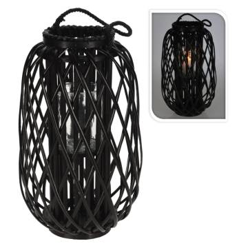 H&S Collection Lantern Reed 50x28 cm Black