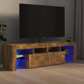 TV Cabinet with LED Lights Smoked Oak 140x36.5x40 cm