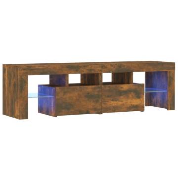 TV Cabinet with LED Lights Smoked Oak 140x36.5x40 cm