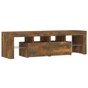 TV Cabinet with LED Lights Smoked Oak 140x36.5x40 cm