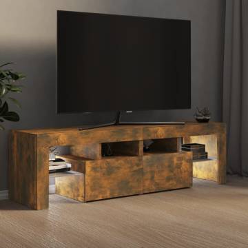 TV Cabinet with LED Lights Smoked Oak 140x36.5x40 cm