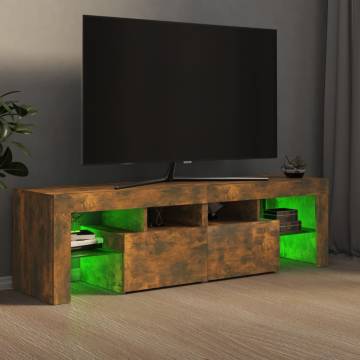 TV Cabinet with LED Lights Smoked Oak 140x36.5x40 cm