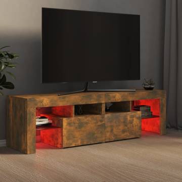 TV Cabinet with LED Lights Smoked Oak 140x36.5x40 cm