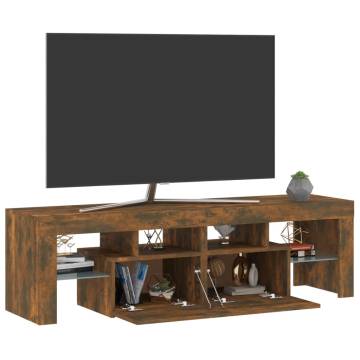 TV Cabinet with LED Lights Smoked Oak 140x36.5x40 cm