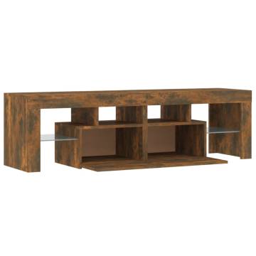 TV Cabinet with LED Lights Smoked Oak 140x36.5x40 cm