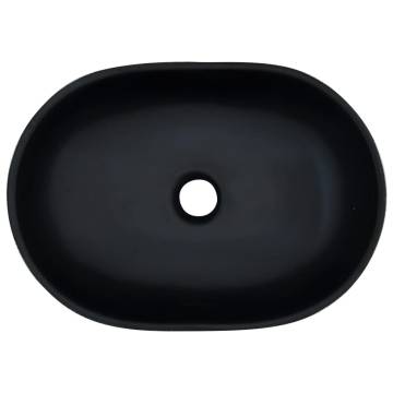 Countertop Basin Black and Grey Oval 47x33x13 cm Ceramic