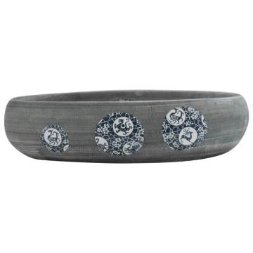 Countertop Basin Grey Oval 59x40x15 cm Ceramic