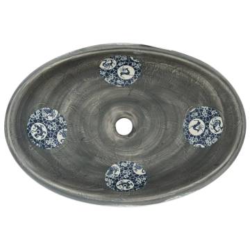 Countertop Basin Grey Oval 59x40x15 cm Ceramic