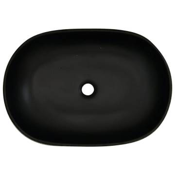 Countertop Basin Grey and Black Oval 59x40x14 cm Ceramic