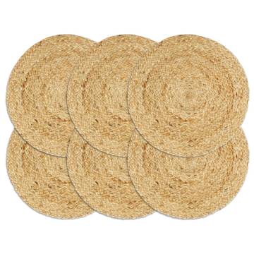 Placemats 6 pcs Plain Natural 38 cm Round Jute