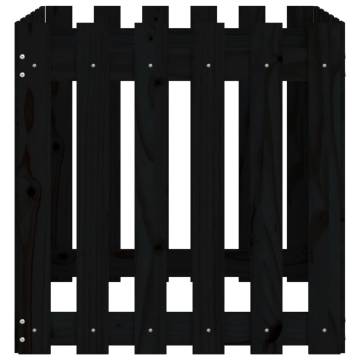 Garden Planter with Fence Design Black 60x60x60 cm Solid Wood Pine