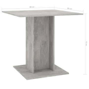 Dining Table Concrete Grey 80x80x75 cm Engineered Wood