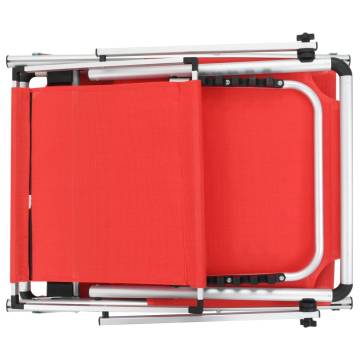 Folding Sun Lounger with Roof Aluminium and Textilene Red