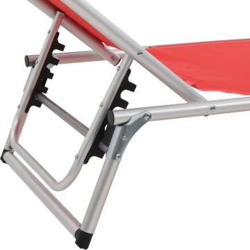 Folding Sun Lounger with Roof Aluminium and Textilene Red