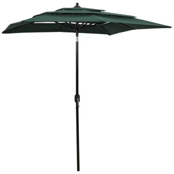 3-Tier Parasol with Aluminium Pole Green 2x2 m