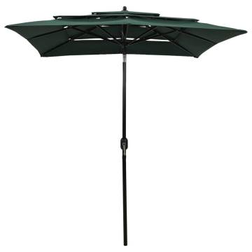 3-Tier Parasol with Aluminium Pole Green 2x2 m