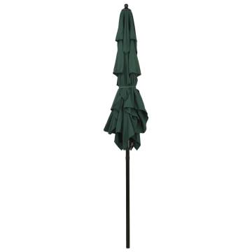 3-Tier Parasol with Aluminium Pole Green 2x2 m