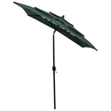 3-Tier Parasol with Aluminium Pole Green 2x2 m